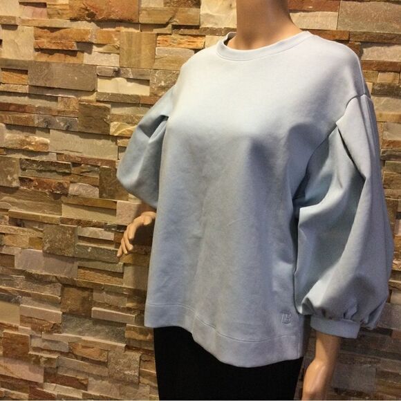 TED BAKER Irissa Puffed-sleeve Cotton-blend Jersey Sweatshirt In Pl-blue - Picture 4 of 9